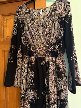 Xhilaration Black Floral Paisley Mini Dress